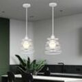 Axhup - 2x Industrial Kronleuchter Ø20cm Frühlingsform Käfig Design Lampe, Metall Lüster E27 40W Pendelleuchte Leuchte, Weiß (Keine Glühbirnen)