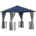 Pavillon, Gartenpavillon, Partyzelt mit Seitenteilen, pc Dach, Alu, Schwarz, 300 x 300 x 263 cm - Schwarz+Dunkelgrau - Outsunny