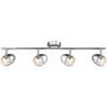 Led Deckenleuchte Spotleiste chrom Wohnzimmerleuchte Deckenlampe Esszimmer, 4 flammig, Spots beweglich, 4x3W 4x 220lm 3000K, LxBxH 66 x 8,5 x 16,2 cm