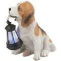 Solarleuchte Hund Garten Solar Dekoleuchte Solarlampe für Außen, Beagel mit Laterne, Akku, 1x LED, LxBxH 18x24,2x26 cm