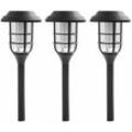 Solarlampe Deko Außenleuchte Erdspieß Gartenlampe Laterne Solar Flammeneffekt, Kunststoff schwarz, Akku 6-8h, led warmweiß, DxH 12x43 cm, 3er Set