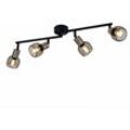 Deckenleuchte Wohnzimmerlampe Deckenstrahler Spotleiste 4-flammig Gitterschirme, Metall, schwarz gold, 4x E14 Fassungen, LxBxH 60x8x15 cm