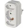 EMOS 3-fach Steckdosenadapter: 2x Euro + 1x Schuko Steckdose, Mehrfachsteckdose 3x mit erhöhtem Berührungsschutz, Weiß, 250V, 3680W, P00272