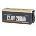 Power Queen - 12V 200Ah Batterie Lithium Akku LiFePO4, Perfekter Ersatz für Blei-Säure Batterie, 10 Jahre Lebensdauer, 4000-15000 Zyklen, 100A bms,