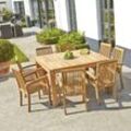 Quadratischer Gartentisch aus Teakholz für 6 Personen