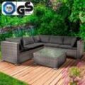 Brast - Gartenmöbel Lounge Sofa Couch Set Passion Grau Poly-Rattan für 4 Personen