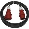 CEE-Verlängerungskabel 5-polig Stecker, 25m, 5x 16 a, 400V, 3 Phasen, 2,5 mm, IP44, schwarz, PM0905