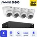 Annke - 5MP Kit de vidéosurveillance 8CH dvr Smart Home 4Caméras Vision Nocturne IP66 Étanche app à Distance Sécurité Set