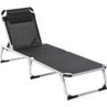 Gartenliege Alu Sonnenliege Stoffliege Relaxliege 5-fach verstellbar faltbar ergonomisch Texteline Schwarz 170 x 60 x 76 cm - Schwarz - Outsunny