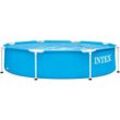 Intex - Metal Frame Pool rund 244 x 51 cm, Blau, leicht aufbaubar, Familienpool mit Metallrahmen, Pool für Kinder und Erwacösene, Planschbecken