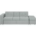 Beliani - 3-Sitzer Sofa Hellgrau Stoffbezug Gesteppt mit Ottomane Schlaffunktion Bettkasten Tablett Flache Armlehne Modern Wohnzimmer Ausstattung