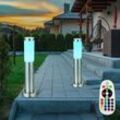 Etc-shop - 2er Set rgb led Außen Steh Leuchten dimmbar fernbedienung Edelstahl Garten Weg Lampen Terrasse