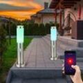 Sockelleuchte E27 Stehlampe Garten Smart Home Außenleuchte Bewegungsmelder, App-Sprachsteuerung dimmbar Timer cct, IP44, Edelstahl, 1x rgb led 10W