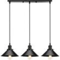 Pendelleuchte Alles Schwarz 3 Flammig Kronleuchter Industrielle Stil Hängelampe mit Ø22cm Metall Lampenschirm Regenschirm Edison Loft