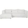 Design-Ecksofa linksseitig aus écrufarbenem Cordstoff mit Samteffekt 3-4 Sitzer PANAM