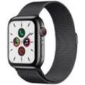 Apple Watch (Series 5) 2019 GPS + Cellular 44 mm - Rostfreier Stahl Space Grau - Milanaise Armband Schwarz