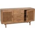 Sideboard HHG 014, Schrank Kommode Highboard, Staufächer Schublade, Rattan Akazie Massiv-Holz gebeizt 83x160x45cm 47kg