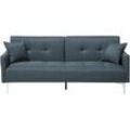 Beliani - 3-Sitzer Schlafsofa Dunkelblau Stoffbezug Gesteppt mit Silbernen Metallbeinen 2 Kissen Retro Klappsofa Wohnzimmer Sofa mit Schlaffunktion