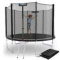 KINETIC SPORTS Trampolin Outdoor 'Salto Plus' Ø 183/244/305/366/400/430/490 cm - Komplett-Set für Kinder, USA Sprungtuch, Netz, Randpolster, Leiter - bis zu 160kg Schwarz-2 Ø 305 cm Ø 305 cm, Schwarz-2