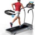 KINETIC SPORTS Laufband klappbar KST3100FX mit Pulsgurt - 1100 Watt leiser Elektromotor, bis 12 km/h, 12 Programme, Tablethalterung mit LCD-Display, max. Belastung 125 kg inklusive Pulsgurt