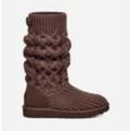 UGG® Classic Cardi Boot mit Zopfmuster für Damen in Brown, Größe 36, Leder