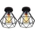 Axhup - Deckenlampe, Deckenleuchte im Retro Look, Material: Stahl, Farbe: Schwarz, Fassung: E27 Schwarz - 2PCS