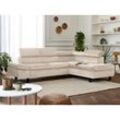 Nairobi – ecksofa mit schlaffunktion – aus samt – 5-sitzer – mit kopfstützen – rechts - beige