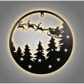 Spetebo - led Metall Weihnachts Silhouettenbild schwarz - 35 cm - Weihnachts Deko Wandbild zum Hängen warm weiß beleuchtet - Schatten Silhouette Wand