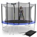 KINETIC SPORTS Trampolin Outdoor 'Salto Plus' Ø 183/244/305/366/400/430/490 cm - Komplett-Set für Kinder, USA Sprungtuch, Netz, Randpolster, Leiter - bis zu 160kg Blau-2 Ø 366 cm Ø 366 cm, Blau-2