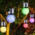 Solarlampe Gartendeko Farbwechsel Außenlampe LED Hängeleuchte Kugel, Crackle Design, Leuchtdauer 6-8 Stunden, DxH 6,5x15,7 cm, 5er