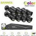 Sannce - 8CH Videoüberwachungssets 1080P hd 8Bullet Kamera Voll Farbe Nachtsicht Fernüberwachung Sicherheit Überwachung System - 4TB hdd