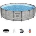 5619E Frame Pool Steel Pro max Set 488x122cm Pool Pumpe Leiter Abdeckung - Bestway