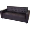 3er Sofa Pori, Couch Loungesofa, Kunstleder, Metall-Füße 180cm coffee