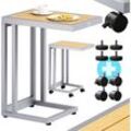 Beistelltisch C-Form 50x40x66cm Metallgestell wpc Holz Tischplatte 40kg Belastbarkeit mit Rollen Außen Innen Kaffeetisch Sofatisch Natur - Casaria