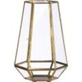 GILDE Windlicht Kerzenhalter Cozy, 6-eckig (1 St), 1-flammig, aus Metall und Glas, Höhe ca. 30 cm, goldfarben