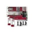 Vicco Mikrowellenumbauschrank Küchenschrank Küchenmöbel Fame-Line Weiß Bordeaux Rot 60 cm modern Hochglanz Küche Einbauküche Blende Hochschrank Schublade Mikrowelle Backofen Küchenzeile