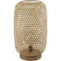 Stehleuchte Rattan Stehlampe Bambus Lampe natur, dimmbar Farbwechsel, 1x 10W 1x 806lm 2700-6500K, LxBxH 27,5x21,5x29 cm, Wohnzimmer