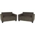 Sofa-Garnitur Couch-Garnitur 2x 2er Sofa Moncalieri Stoff/Textil braun