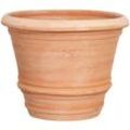 Glatte Terrakotta-Vase, Outdoor-Blumentopf, runde Vase, Gartenpflanzgefäß, runde Vase für Blumen, handgefertigt, Made in Italy