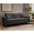 Schlafsofa 225 cm Nela - Klappsofa, Schlafcouch - Sofa mit Bettkasten, Skandinavischer Stil - Samtstoff (Grau- Lincoln 90) - Grau