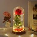 Rosen-Set "Die Schöne und das Biest" – Muttertags-Überraschungsgeschenk für Mama – Ewige Rose, Glaskuppel mit LED-Lichtern, Geschenk für die Frau,