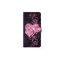 CLM-Tech Handytasche für Xiaomi Redmi Note 12 Pro 5G Hülle Tasche aus Kunstleder Klapphülle (schwarz rosa Herzen