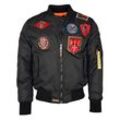 Bomberjacke TOP GUN "im Pilotenstil mit Patches TG20191053" Gr. 52 (L), schwarz (black) Herren Jacken Übergangsjacken