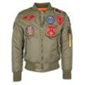 Bomberjacke TOP GUN "im Pilotenstil mit Patches TG20191053" Gr. 52 (L), grün (olive) Herren Jacken Übergangsjacken