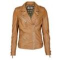 Bikerjacke JCC "51300" Gr. 34, braun (teak), Damen, Obermaterial: 100% Leder, Lamm / Futter: Polyester, Jacken