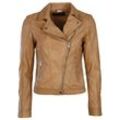 Bikerjacke JCC "8167", Damen, Gr. 36, braun (teak), Oberstoff: 100% Lammleder / Futter: 100% Polyester, mit Knopf, Jacken