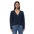 Cardigan MARC O'POLO "aus Heavy-Weight-Organic-Cotton" Gr. L, blau, Damen, Obermaterial: 100% Baumwolle, unifarben, Strickjacken