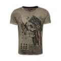 Key Largo T-Shirt T-Shirt Indian Skull Totenkopf Print Motiv vintage Look MT00168 Rundhalsauschnitt bedruckt kurzarm slim fit
