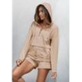 BENCH. LOUNGEWEAR Hoodie beige Gr. 32/34 für Damen. Nachhaltig.