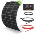 130W 12V flexibel Solarpanel Kit netzunabhängig Off Grid: 130W Solarpanel + 30A LCD-Display PWM-Laderegler + 5m Solarkabel für Wohnwagen, Wohnmobil,